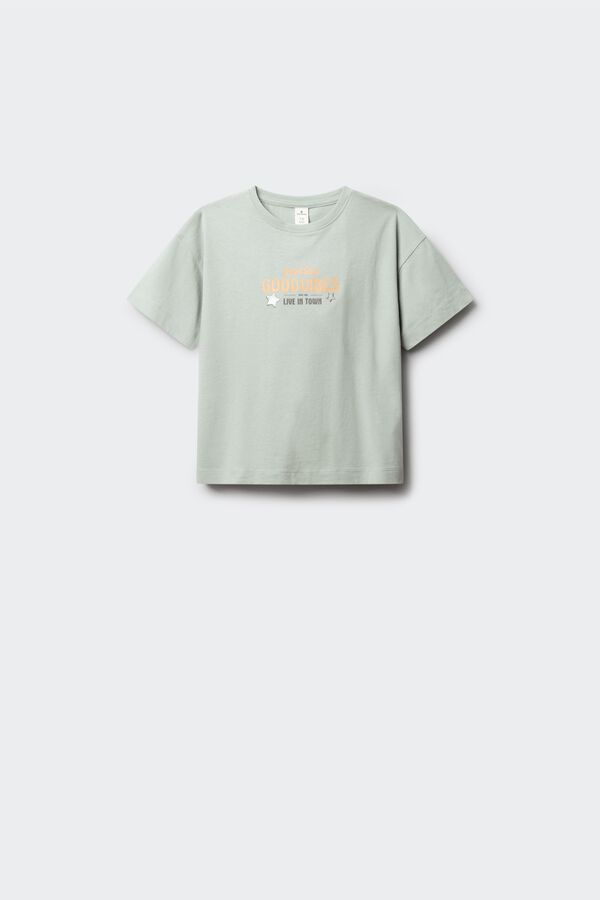 Springfield Kids T-shirt de manga curta Good vibes menina verde