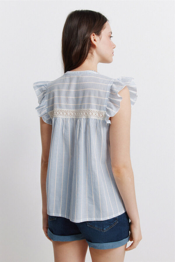 Springfield Blusa rom&aacute;ntica pliegues turquesa