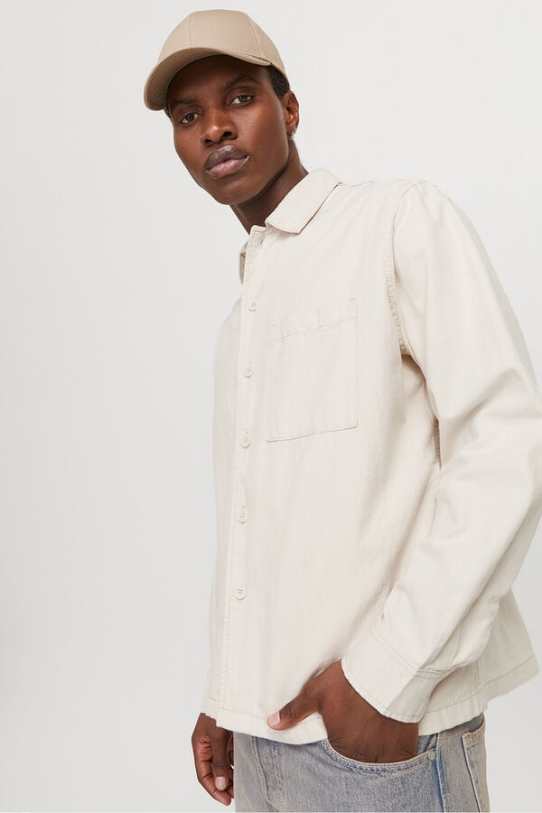 Jack & Jones Sobrecamisa de sarja corte amplo cinzento
