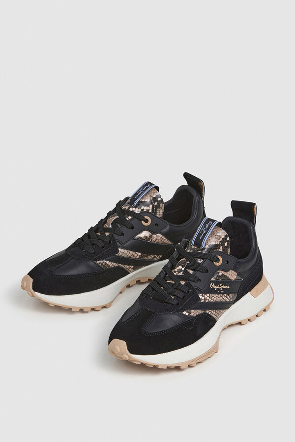 Pepe Jeans Tênis com detalhes em glitter preto