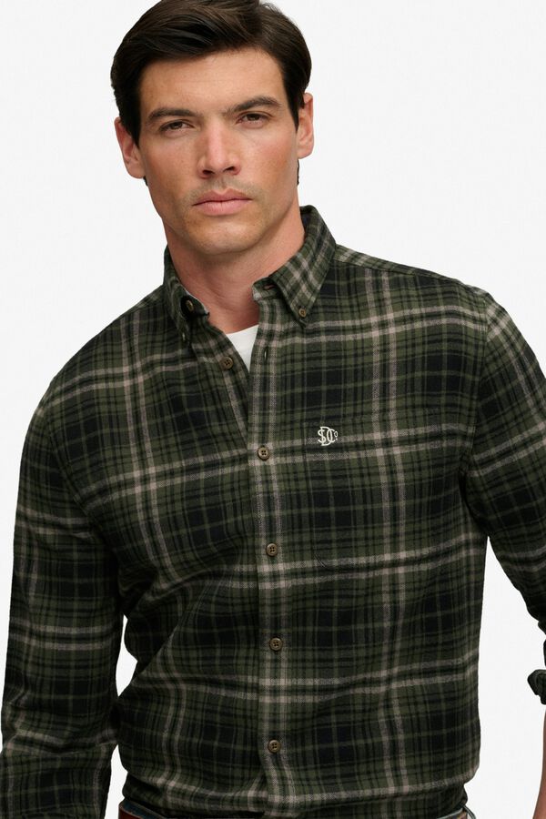 Superdry Camisa de manga comprida aos quadrados verde