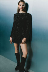 Springfield Vestido curto de lantejoulas preto