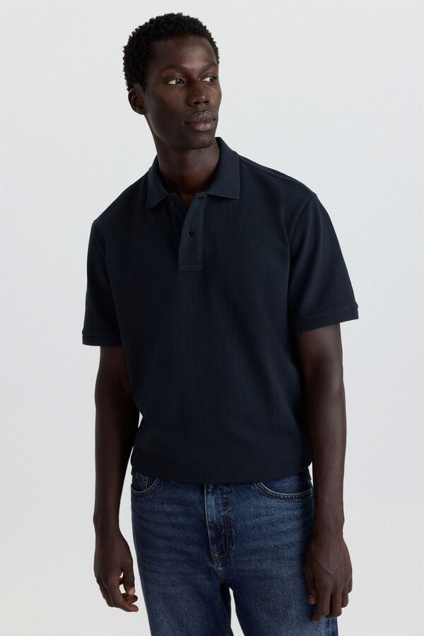 Springfield Polo slim fit com estrutura azul