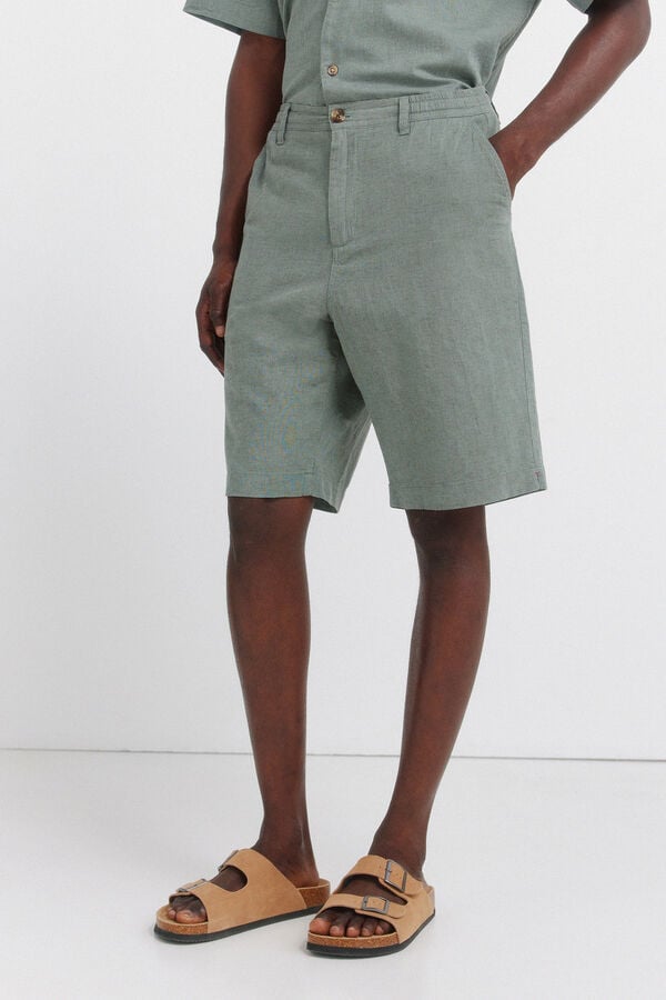 Springfield Bermuda lino relaxed fit verde