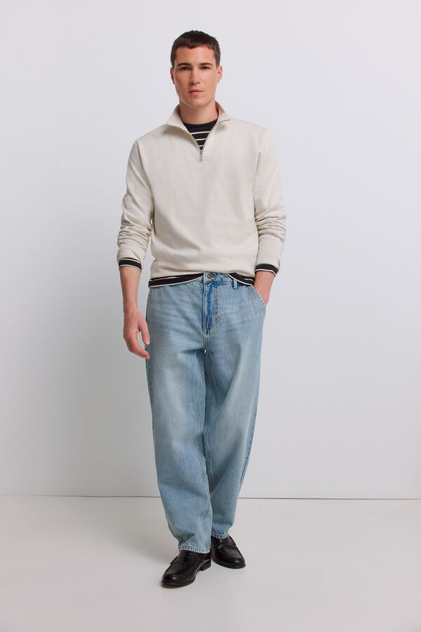 Springfield Camisola b&aacute;sica gola camionista cru