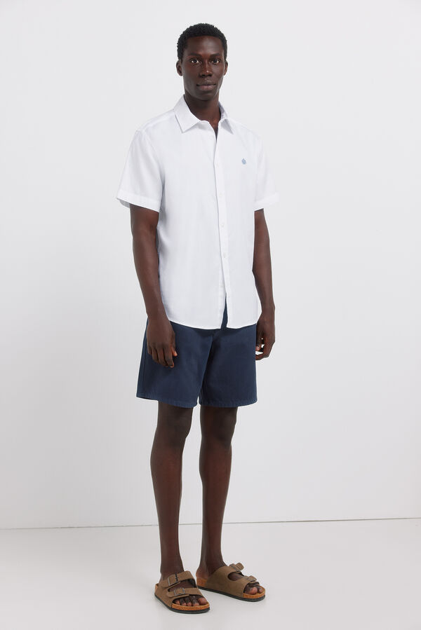 Springfield Camisa de manga curta com estrutura bicolor branco