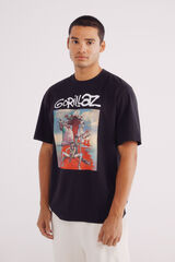 Springfield Camiseta Gorillaz Plastic Beach preto