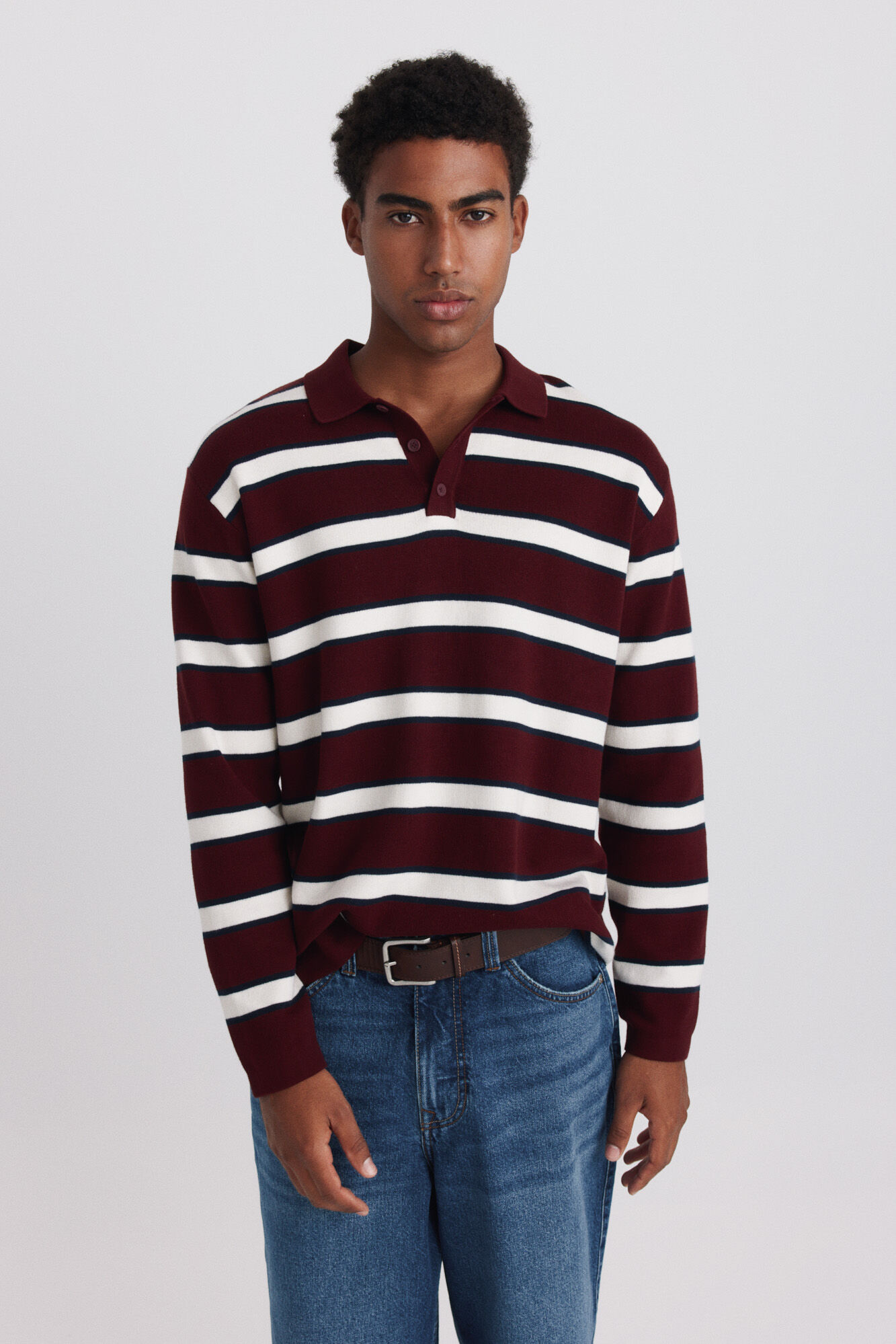 Springfield Polo manga larga rayas jacquard
