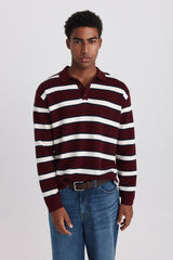 Springfield Polo de manga comprida em jacquard de riscas vermelho