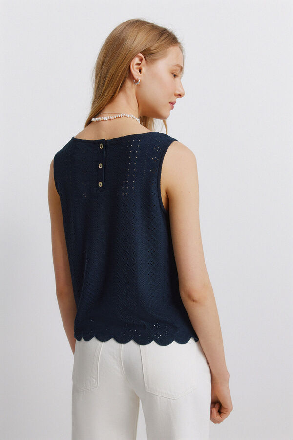 Springfield T-shirt al&ccedil;as em crochet azul