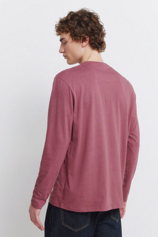 Springfield Camiseta de manga manga comprida com efeito mesclado duplo vermelho