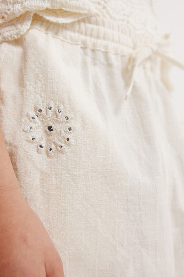 Springfield Kids Cal&ccedil;as fluidas com bordados para menina cru