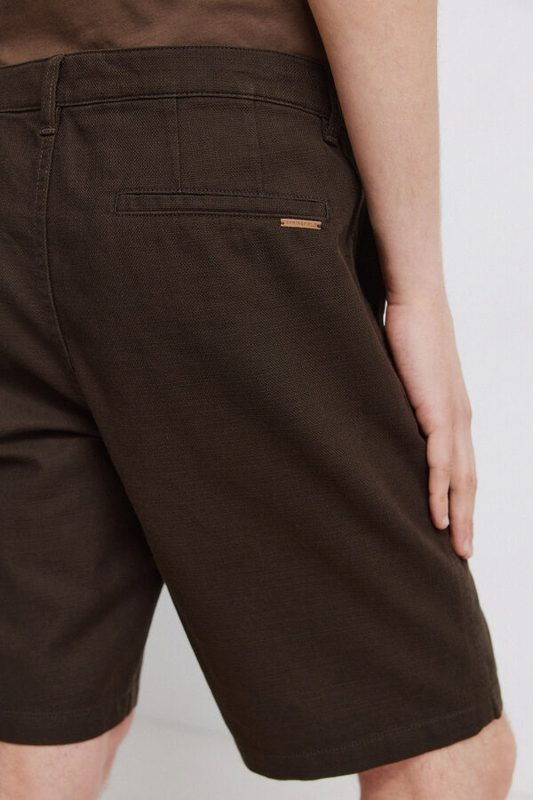 Springfield Bermudas em algod&atilde;o comfort fit castanho