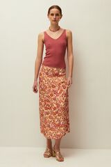 Systemaction Falda estampado floral blanco