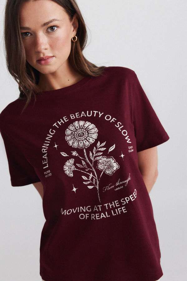 Springfield T-shirt de manga curta com estampado boho vermelho