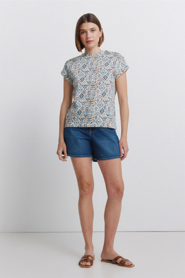 Springfield T-shirt estampada com bot&otilde;es branco
