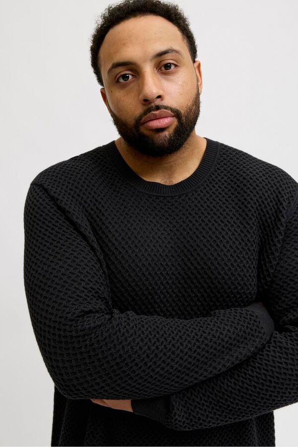 Jack & Jones PLUS Camisola b&aacute;sico de malha liso preto