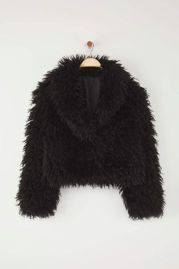 Trendyol Sobretudo de pelo curto preto