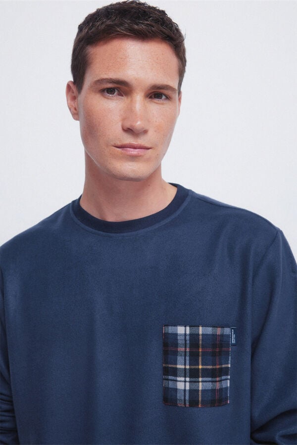 Springfield Conjunto de pijama comprido de tecido quente azul