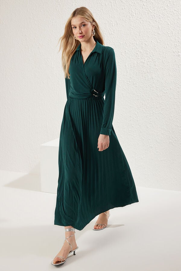 Trendyol Vestido plissado verde