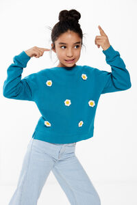 Springfield Sweatshirt flores menina turquesa