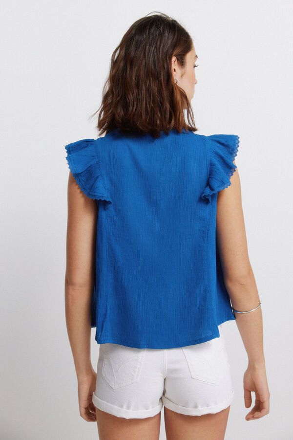 Springfield Romantic ruffle blouse blue