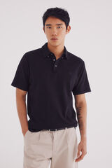 Springfield vestido slim fit com look polo piqué preto