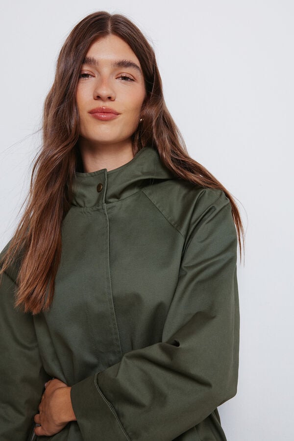 Springfield Parka de algodão com capuz Caqui escuro
