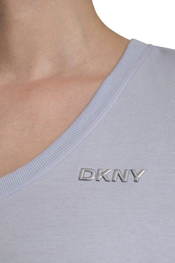 DKNY T-shirt de manga curta gola em bico azul