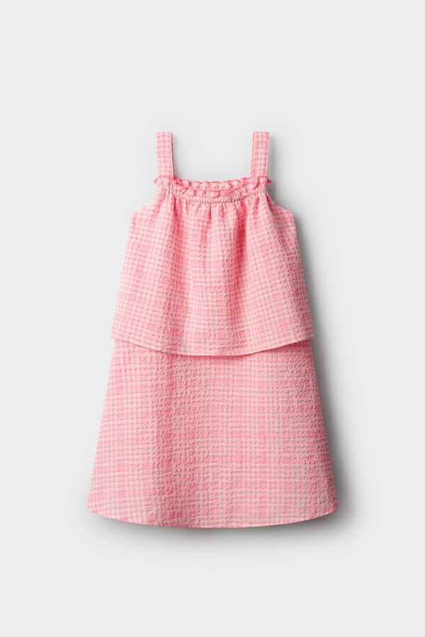 Springfield Kids Vestido duplo estampado vichy menina rosa