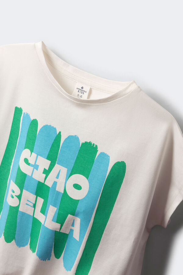 Springfield Kids Camiseta feminina Ciao Bella branco