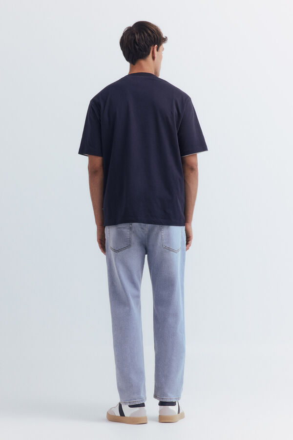 Springfield Jeans de corte reto com lavagem clara azul