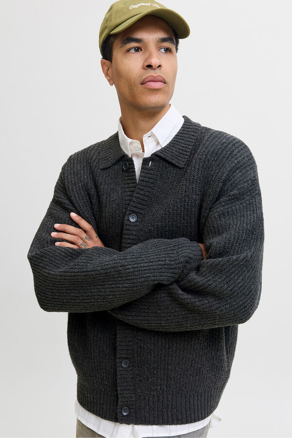 Jack & Jones Casaco de malha cinzento