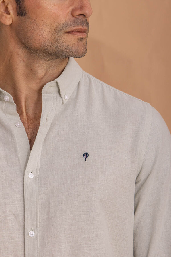 Celopman Camisa Rosa Con Lino verde