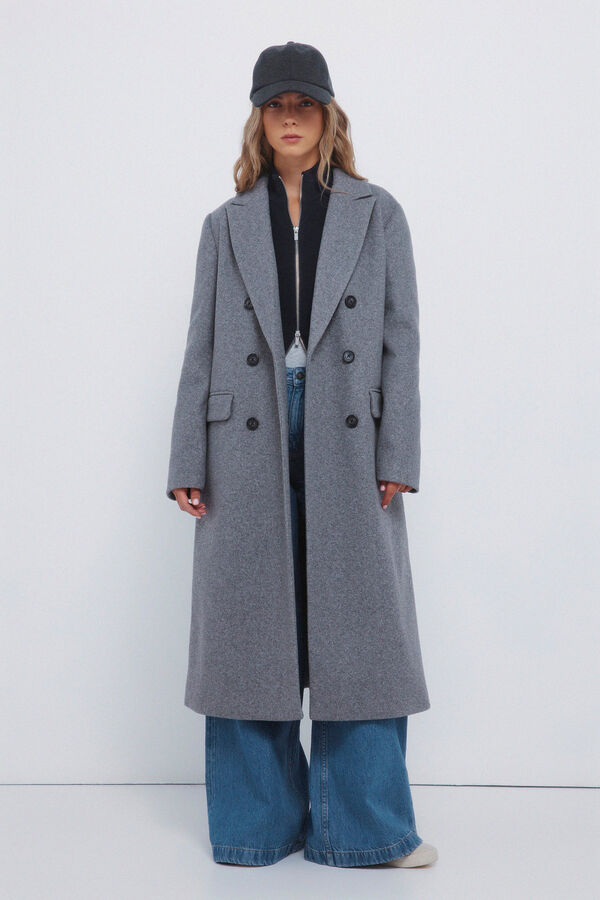 Springfield Sobretudo longo trespassado cinzento