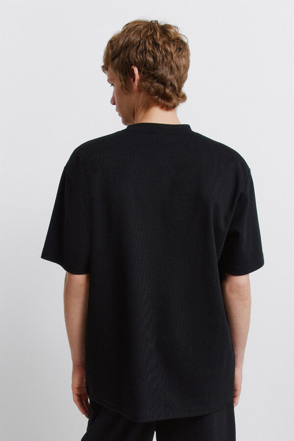 Springfield T-shirt em tecido waffle preto
