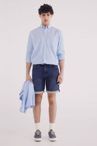 Springfield Bermuda jeans em denim escura slim fit
