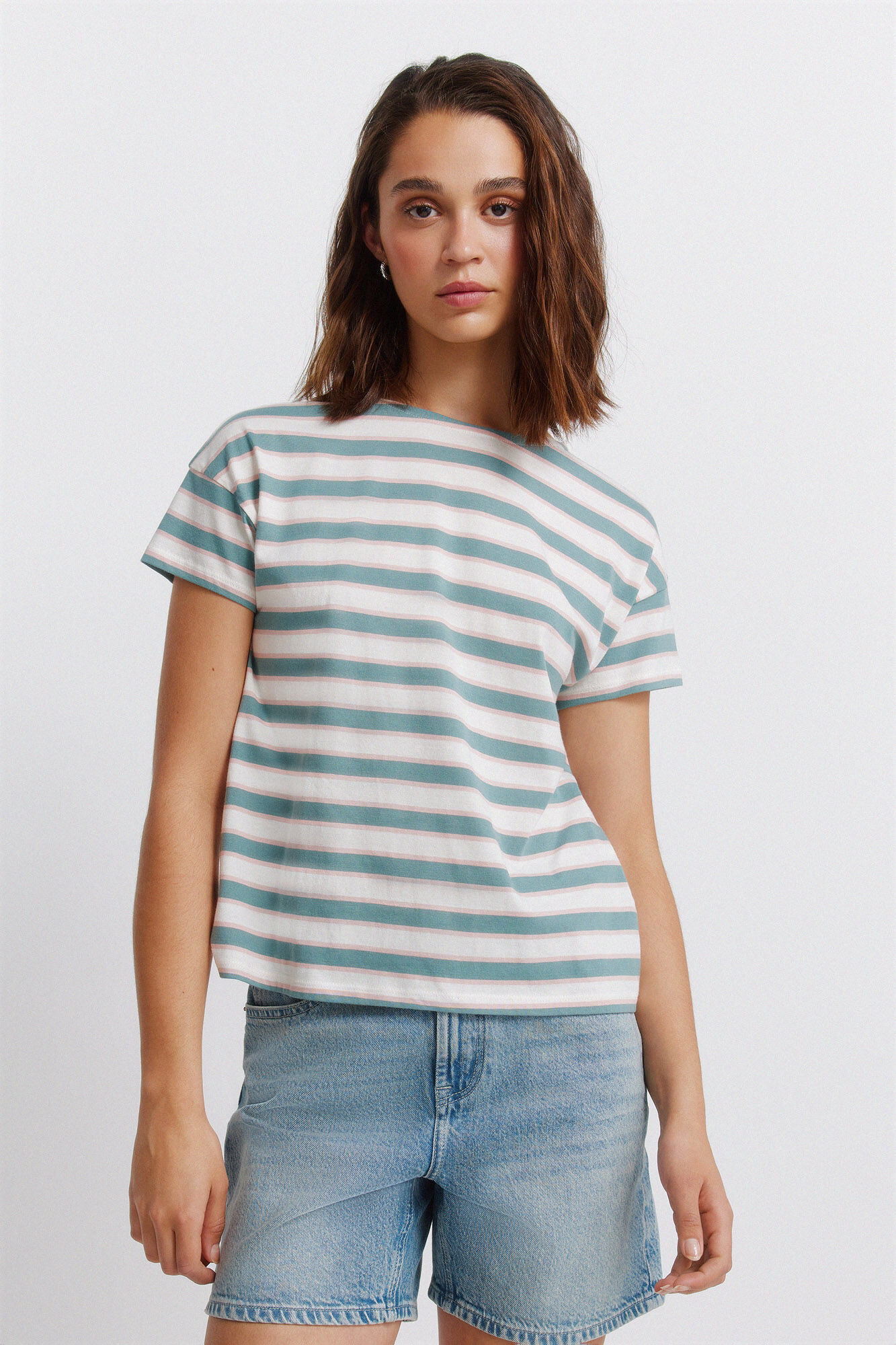 Springfield T-shirt em algod&atilde;o com riscas duplas