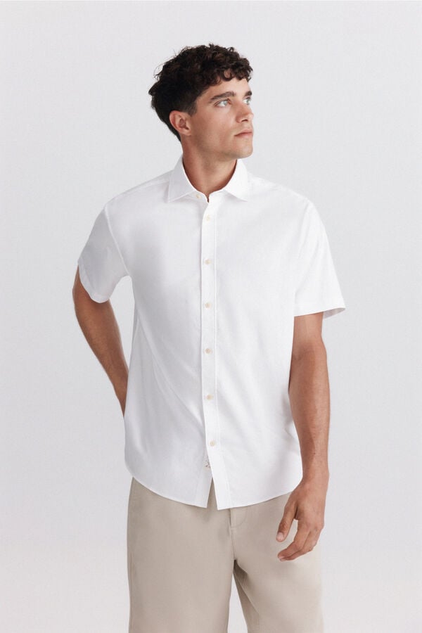 Springfield Camisa oxford de manga curta branco