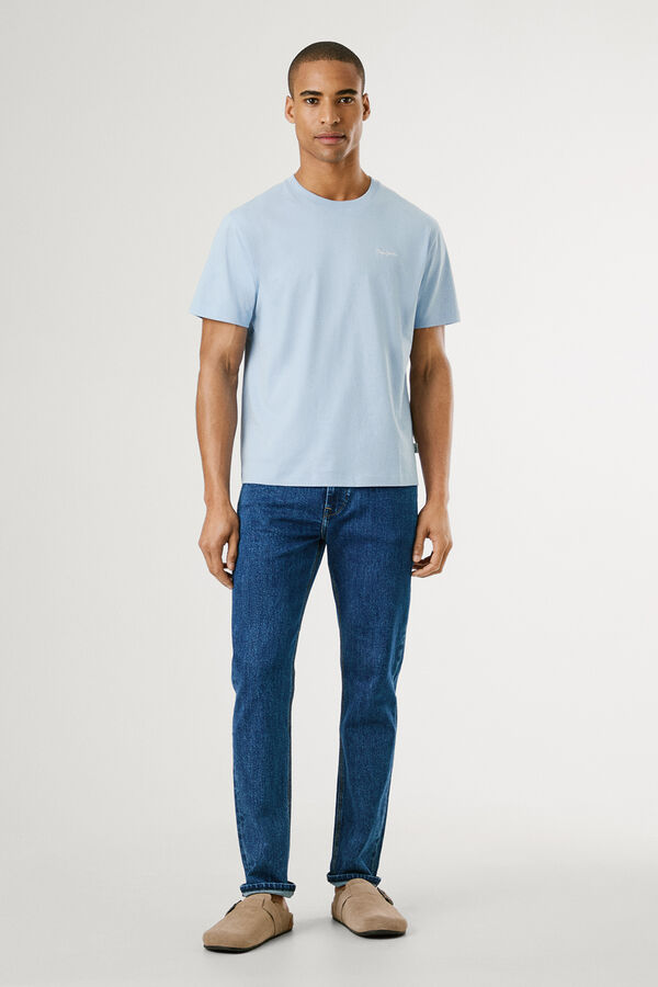 Pepe Jeans  Camiseta de manga curta com logo bordado. azul