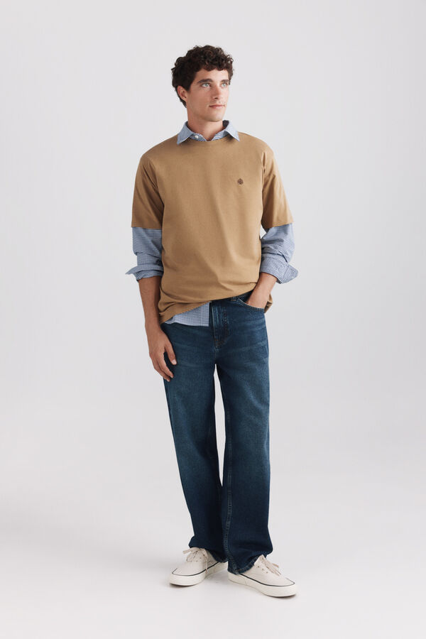 Springfield T-shirt b&aacute;sica com logo Springfield camel