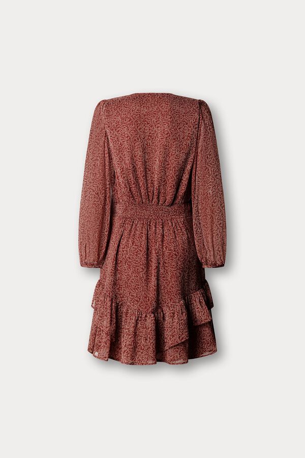 Pepe Jeans Vestido curto com folhos castanho