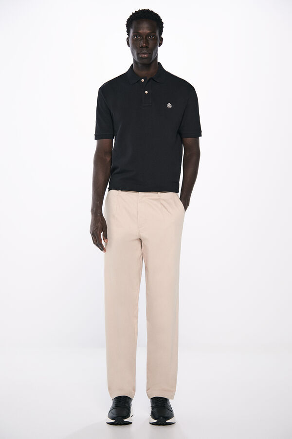 Springfield Essential regular fit piqué polo shirt black