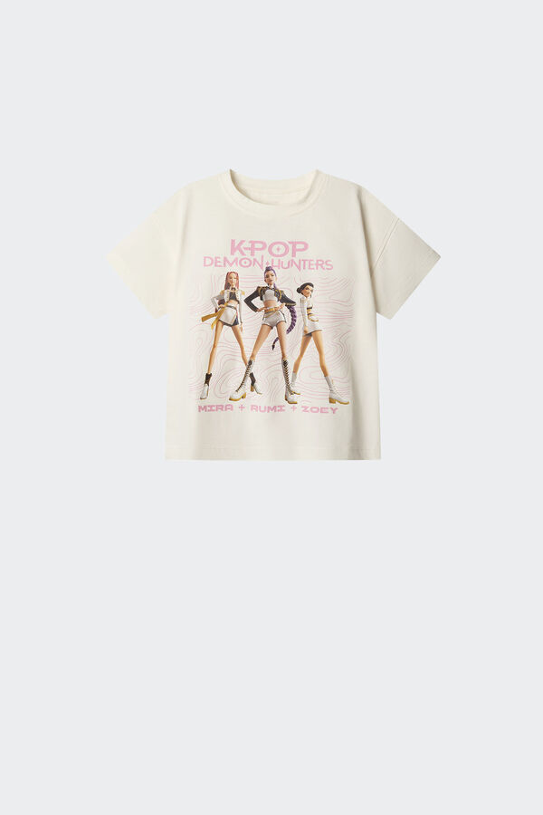 Springfield Kids T-shirt de manga curta "KPOP HUNTRIX" menina bege