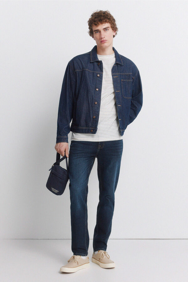 Springfield Jeans lavagem escura slim fit azul