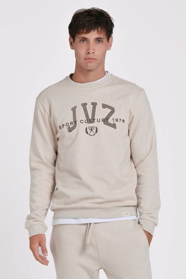 JVZ Sweatshirt de gola redonda com logo bege