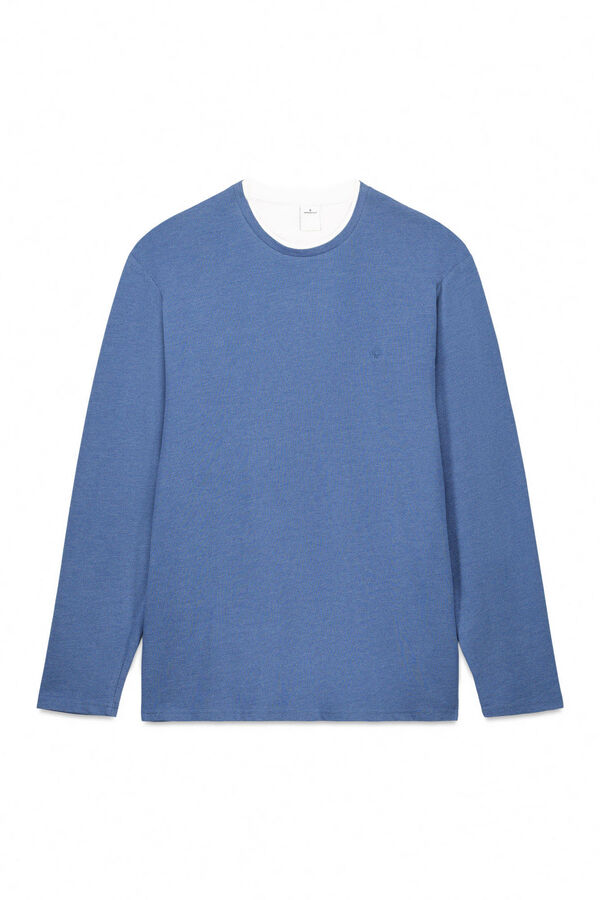 Springfield T-shirt manga manga dupla mescla azul