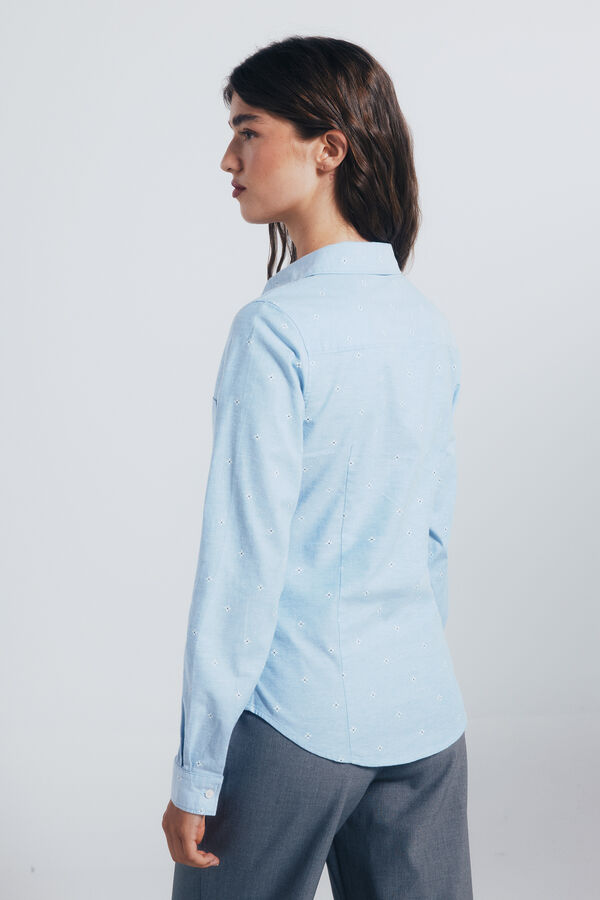 Springfield Camisa Oxford com gola aberta azul