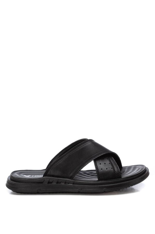 XTI Leather cross-strap sandal black