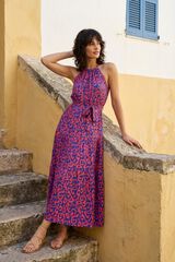 Trendyol Vestido comprido com gola halter rosa